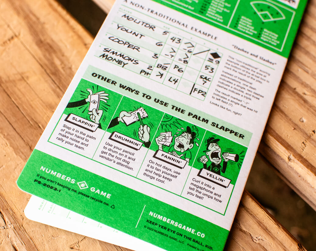 Palm Slapper Single-Game Scorecard